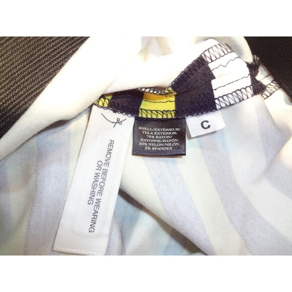 Ann Taylor Mini Skirt Womens 10 Petite Multicolor Striped Rayon Stretch Side Zip - Picture 4 of 8